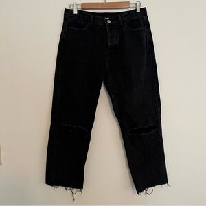 Princess Polly Black Straight Wide Leg Jeans